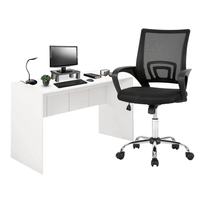 Combo Office - Mesa para Computador 136cm Branco Fosco e Cadeira De Escritório Executive Cromada Giratória Multilaser - EI075K