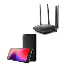 Combo Office – Tablet Multilaser M8 4G + WIFI Android 11 GO Edition Preto e Roteador Wireless Dual Band AC1200 - NB365K
