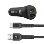 Kit Carregador Veicular com Cabo Dual Shock - 1,2m -  Type C / Tipo C/ Usb C - Original - Gshield