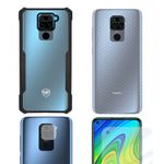Película Nano Vidro + Camera + Fibra de Carbono + Capa Dual Shock X Para Redmi Note 9 - Gshield