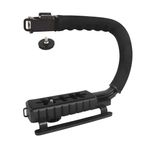 Grip e estabilizador de mão para filmar esportes de ação com suporte e controle remoto Preta