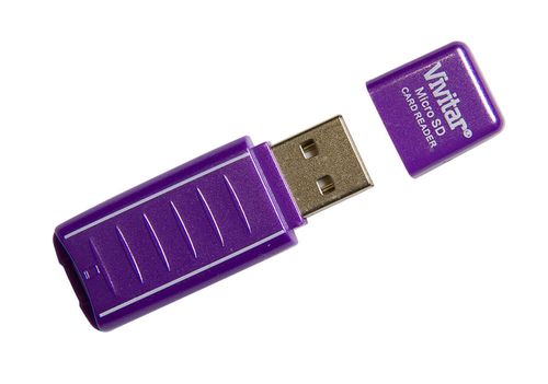 Leitor e gravador de cartão micro SD via USB Roxa