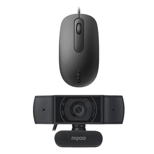 Combo Tech - Webcam Rapoo 720p Foco Automático e Mouse Com Fio N200 - RA015K