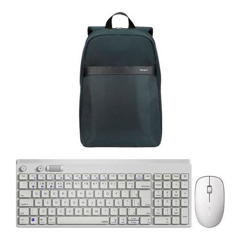 Combo Office - Mochila Geolite Essentials 15.6" e Teclado e Mouse Sem Fio 2.4 ghz Branco – RA004K
