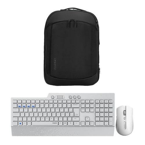 Combo Office - Mochila Tech Traveller XL Ecosmart 15.6 e Teclado e Mouse Rapoo Sem Fio BT+2.4Ghz White - RA006K