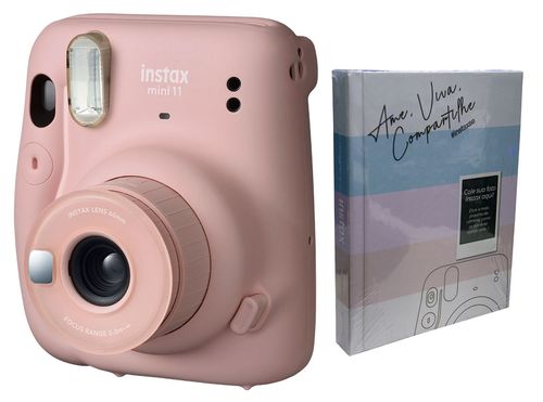 Câmera Fujifilm Instax Mini 11 Rosa + Álbum Instax Scrapbook Fujifilm