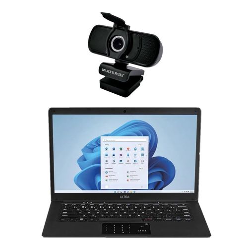 Combo Office - Notebook Ultra Windows 11 Home 120GB SSD 14,1 Pol. e Webcam Full Hd 1080p 30Fps Preto - WC0551K