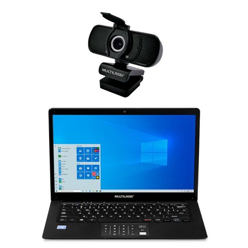 Combo Office - Notebook Legacy Book Windows 10 Home Intel Quad, 64GB 14,1 Pol. e Webcam Full Hd 1080p 30Fps Conexão USB Preto - WC0550K