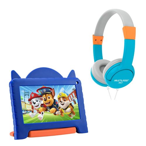 Tablet Multilaser Patrulha Canina 32GB – Compre e Leve Headphone Kids Happy Azul - NB376K