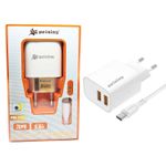 Carregador de Parede USB PEINING PEI-215 Android + Cabo de dados Tipo-C