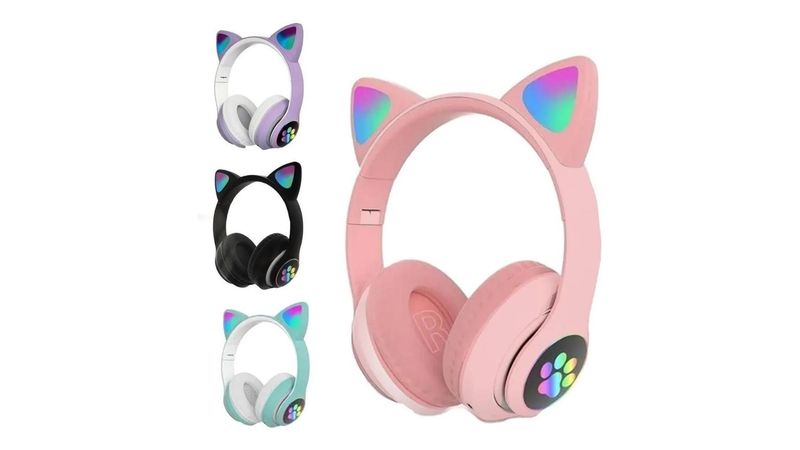 Headset Orelha De Gatinho Fone De Ouvido (Rosa)