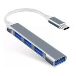 Hub Usb-C Type-C para 4 Portas Usb 3.0 5 Gbps para Notebook e Macbook Prata