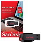 Pendrive Sandisk Cruzer Blade 128gb 2.0 Preto e Vermelho