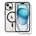 Kit Capa Magsafe Preta e Pelicula Coverage 5D Pro Preta para iPhone 15 - Gshield