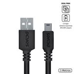 Cabo Usb A 2.0 Macho Para Mini Usb B Macho 28Awg Puro Cobre 3 Metros - Puanm2-3