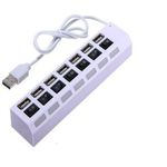 Hub 7 Portas USB 2.0 Led Indicador Entrada para Fonte Branco