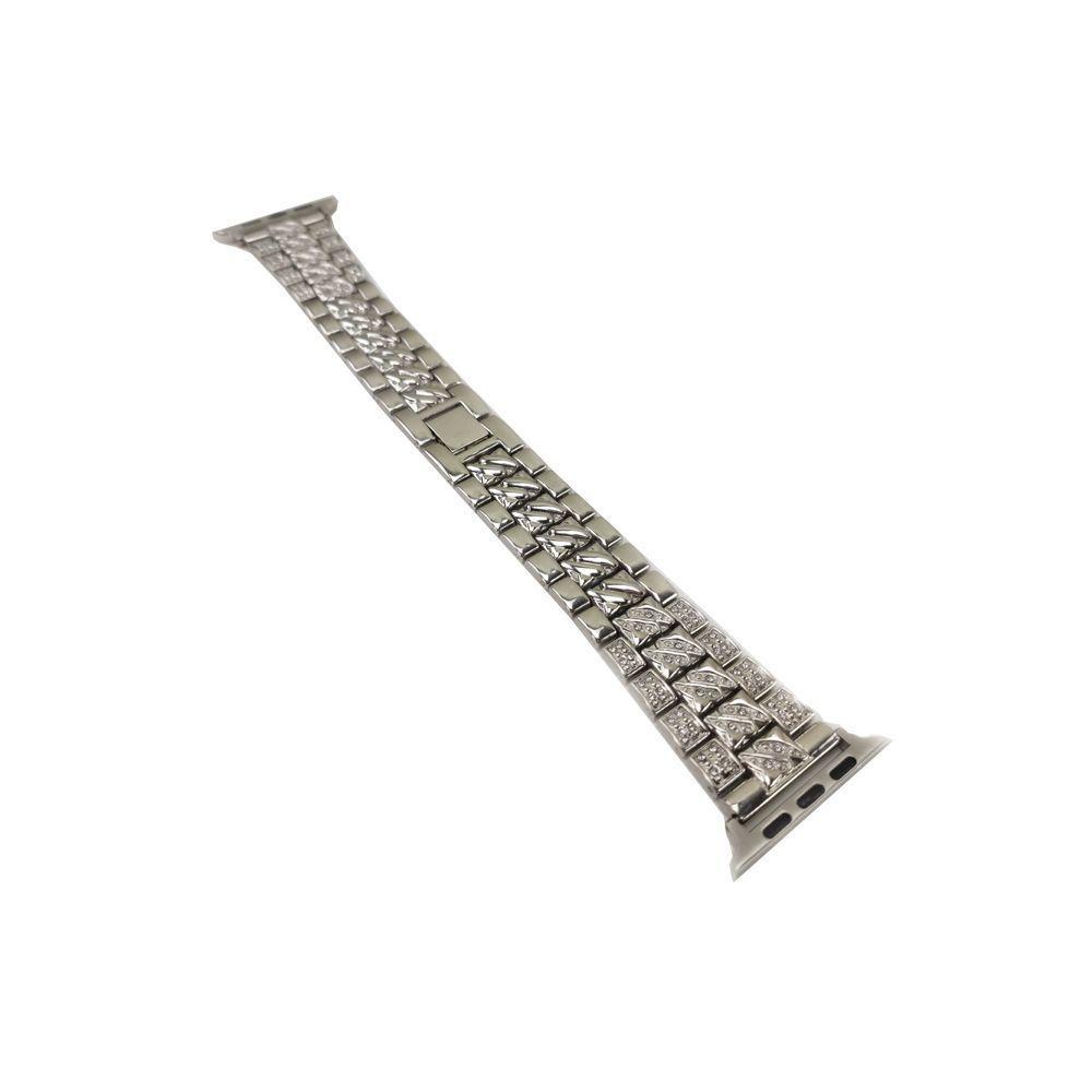 Pulseira Smartwatch Luxo Pedra Strass Smartband Aço 3 Elos