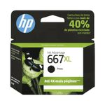 Cartucho HP 667XL Tinta Original Preto Alto Rendimento DeskJet 1275 2374 2375 2376