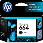 Cartucho HP 664 Preto Impressora Deskjet Ink Advantage 1115 2136 3636