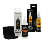 Kit Spray Limpa Telas Bactericida com Flanela de Microfibra Peluciada para Limpeza de Celular, Notebook, TV, Tablet, Óculos, Legalizado ANVISA - Grip