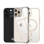 BLACK FRIDAY - Combo 3 em 1 - Capa Silicon Cloud Preta + Magsafe Rosa + Clear Proof para iPhone - Gshield