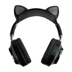Fone Headset Bluetooth Cat Ear - Extra Bass - Preto - Verde