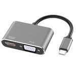Adaptador 2x1 Type-C Para HDMI / VGA Compativel: Macbook, Notebook e Celular KP-AD119